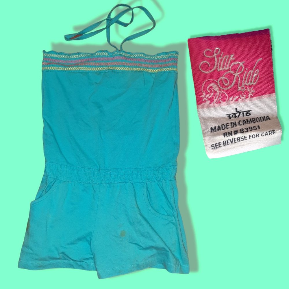 Strapless Blue Romper